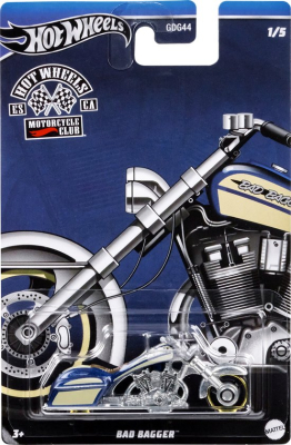 HOT WHEELS HRR90 Bad Bagger Motorcycle Club METAL CHROME SILVER 1/5 1:64