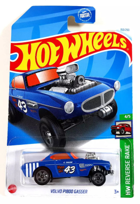 HOT WHEELS VOLVO P1800 GASSER 153/250 BLUE 1:64 HW REVERSE RAKE 4/5