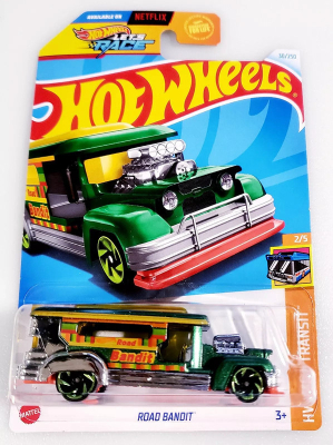 HOT WHEELS ROAD BANDIT CHROME/GREEN 30/250 GREEN (1:64) HW FAST TRANSIT 2/5