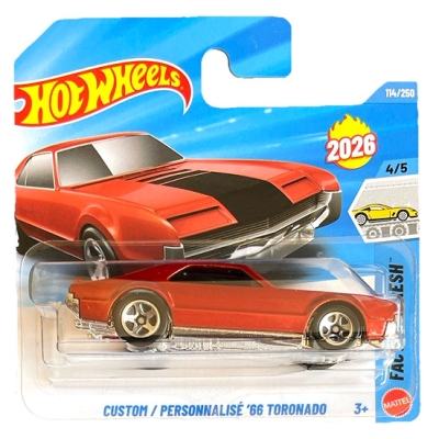 HOT WHEELS CUSTOM (PERSONNALISE) '66 TORONADO OLDSMOBILE RED METALIC 114/250 HW FACTORY FRESH 4/5 SHORT CARD 2026