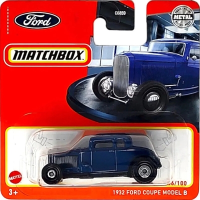 MATCHBOX 1932 FORD COUPE MODEL B OLD BLEU 66/100 1:64 METAL SHORT CART.