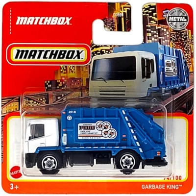 MATCHBOX GARBAGE KING TRUCK VUILNISWAGEN BLUE WHITE PNW PACIFIC NORTHWEST 74-100 (1:64) SHORT CARD