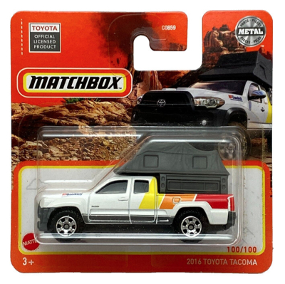 MATCHBOX 2016 TOYOTA TACOMA CAMPER 100-100 WHITE (1:64)