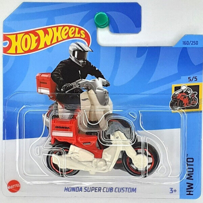 HOT WHEELS HONDA SUPER CUB CUSTOM 160/250 RED/WHITE 1:64 HW MOTO 5/5