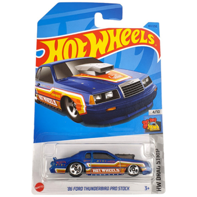 HOT WHEELS '86 FORD THUNDERBIRD PRO STOCK METALIC BLUE 107/250 1:64 HW DRAG STRIP 4/10