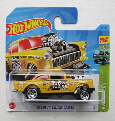 HOT WHEELS '55 CHEVY BEL AIR GASSER YELLOW 110/250 (1:64) HW GASSERS 1/5