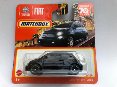 MATCHBOX 2019 FIAT 500 TURBO BLACK 16/100 1:64 METAL HLD05-LA10