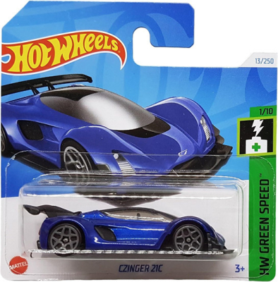 HOT WHEELS CZINGER 21C METALIC BLUE 13/250 HW GREEN SPEED 1/10 SHORT CARD (1:64) 2025