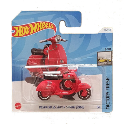 HOT WHEELS VESPA 90 SS SUPER PRINT (1966) RED 71/250 1:64 FAXTORY FRESH 6/10