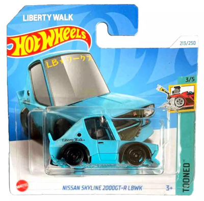 HOT WHEELS NISSAN SKYLINE 2000GT-R LBWK SKY BLEU 213/250 1:64 HW TOONED 3/5 LIBERTY WALK
