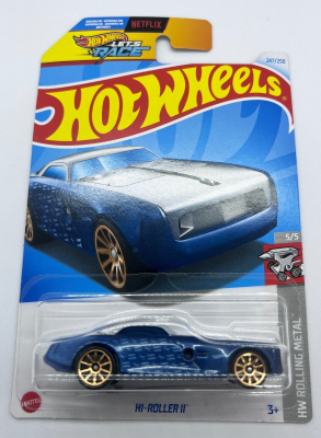 HOT WHEELS HI-ROLLER II BLUE CHROME 247/250 1:64  HW ROLLING METAL 5/5
