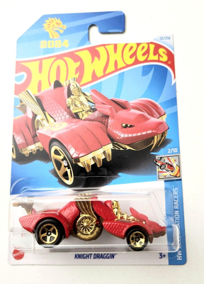 HOT WHEELS KNIGHT DRAGGIN GOLD/RED 52/250 (1:64) HW CELEBRATION RACERS 2/10