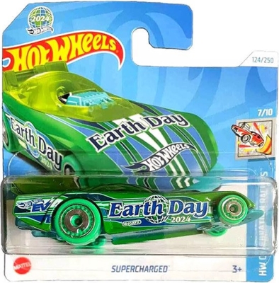 HOT WHEELS SUPERCHARGED EARTH DAY 2024 GREEN 124/250 1:64 HW CELEBRATION RACERS 7/10 SHORT CARD