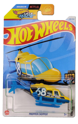 HOT WHEELS PROPPER CHOPPER YELLOW/BLUE 148/250 1:64 HW METRO 6/10 SKY NEWS