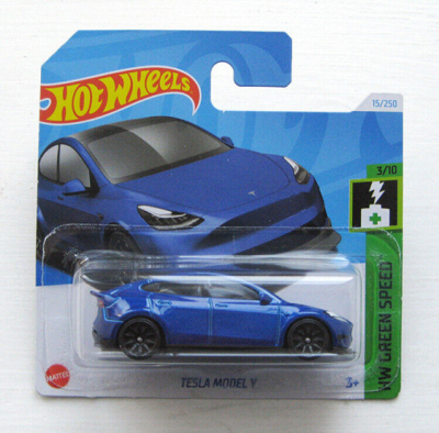 HOT WHEELS TESLA MODEL Y BLUE 15/250 (1:64) HW GREEN SPEED 3/10