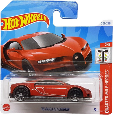 HOT WHEELS '16 BUGATTI CHIRON RED 201/250 1:64 HW QUARTER MILE HEROES 2/5
