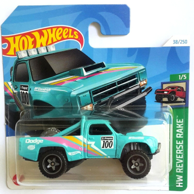 HOT WHEELS '87 DODGE D100 GREEN 38/250 (1:64) HW REVERSE RAKE 1/5