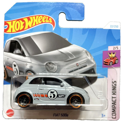 HOT WHEELS FIAT 500e 22/250 1:64 GREY HW COMPACT KINGS 2/5