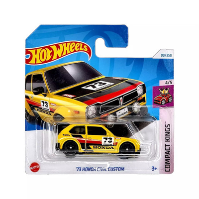 HOT WHEELS '73 HONDA CIVC CUSTOM YELLOW 90/250 1:64 HW COMPACT KINGS 4/5