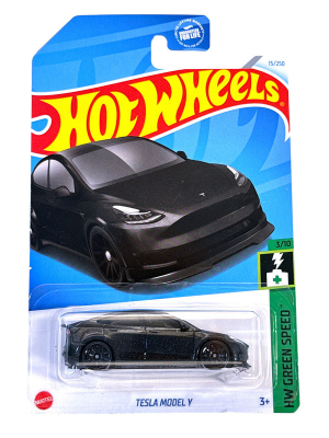 HOT WHEELS TESLA MODEL Y BLACK 15/250 1:64  HW GREEN SPEED 3/10