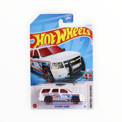 HOT WHEELS '07 CHEVY TAHOE RSQ 57/250 WHITE 1:64 HW FIRST RESPONSE 7/10