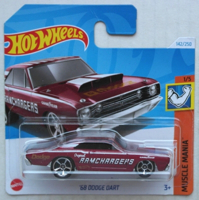 HOT WHEELS '68 DODGE DART RAMCHARGERS RED 175/250 HW MUSCLE MANIA 1/5 1:64