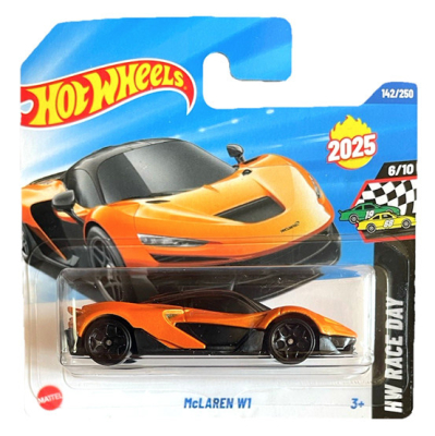 HOT WHEELS McLAREN W1 BLACK ORANGE142/250 HW RACE DAY 6/10 1:64