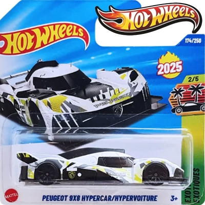 HOT WHEELS PEUGEOT 9/8 HYPERCAR/HYPERVOITURE 174/250 HW EXOTICS EXOTIQUES 2/5 1:64 SHORT CARD 2025