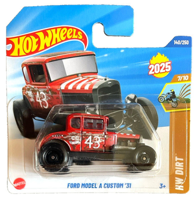 HOT WHEELS FORD MODEL A CUSTOM '31 RED MATT 140/250 HW DIRT 7/10 SHORT CARD 2025 1:64