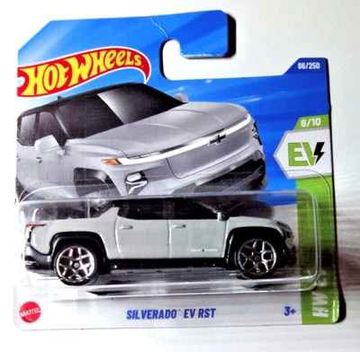 HOT WHEELS SILVERADO EV RST GREY 86/250 HW EV 6/10 SHORT CARD 1:64 (HYX30)