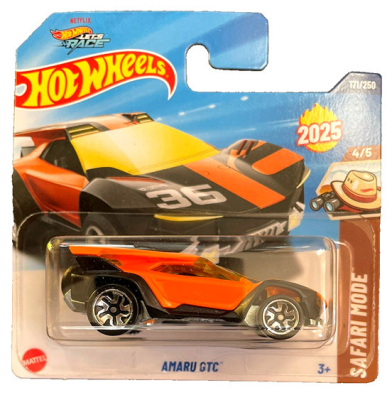 HOT WHEELS AMARU GTC 36 ORANGE 171/250 HW SAFARI MODE 4/5 SHORT CARD 1:64
