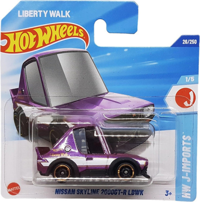 HOT WHEELS NISSAN SKYLINE 2000GT-R LBWK SKY LIBERTY WALK PURPER 26/250 1:64 HW J-IMPORTS 1/5.SHORT CARD