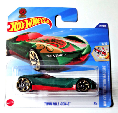 HOT WHEELS TWIN MILL GEN-E GREEN ORANGE 27/250 HW CELEBRATION RACERS 1/10 1:64 SHORT CARD