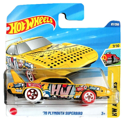 HOT WHEELS '70 PLYMOUTH SUPERBIRD YELLOW/ART POP 87/250 HW ART CARS 7/10