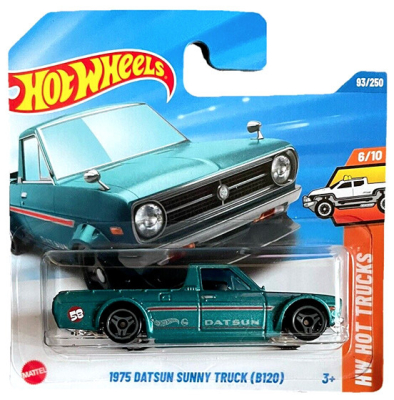 HOT WHEELS 1975 DATSUN SUNNY TRUCK 58 PICKUP TURQUOISE 93/250 1:64 HW HOT TRUCKS 6/10 SHORT CARD