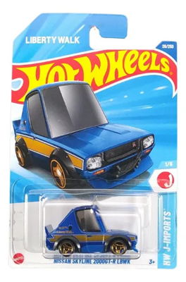 HOT WHEELS LIBERTY WALK NISSAN SKYLINE 2000GT-R LBWK LIBERTY BLEU 26/250 1:64 HW J-IMPORTS 1/5 (SHORT CARD)