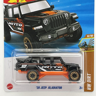 HOT WHEELS '20 JEEP GLADIATOR NITTO BLACK/ORANGE 130/250 1:64 HW DIRT 6/10
