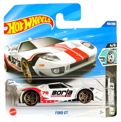 HOT WHEELS FORD GT BORLA 78 WHITE RED 159/250 1:64 HW MODIFIED 4/5 SHORT CARD 2025