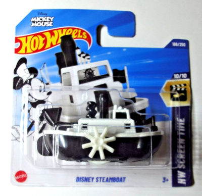 HOT WHEELS DISNEY STEAMBOAT MICKEY MOUSE 186/250 BLACK/ WHITE 1:64 HW SCREEN TIME 10/10