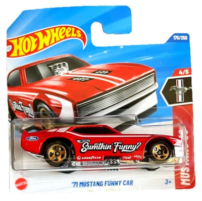 HOT WHEELS '71 MUSTANG FUNNY CAR SUMTHIN FUNNY RED175/250 1:64 HW MUSTANG 60th.