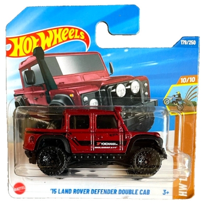 HOT WHEELS 15 LAND ROVER DEFENDER DOUBLE CAB METALIC RED 179/250 HW DIRT 10/10 1:64  SHORT CARD 2025.