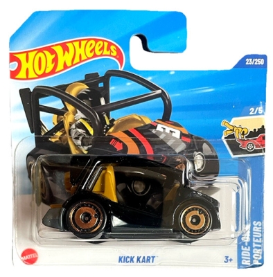 HOT WHEELS KICK KART BLACK GOLD 23/250 HW RIDE ONS PORTEURS 2/5 1:64 SHORT CARD