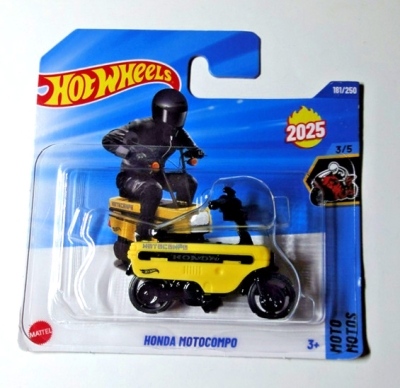 HOT WHEELS HONDA MOTOCOMPO BLACK YELLOW 181/250 HW MOTO MOTOS 3/5 SHORT CARD 2025