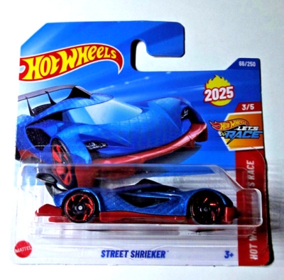 HOT WHEELS STREET SHRIEKER BLUE CARBON LOOK 66/250 HW LET'S RACE 3/5 SHORT CARD 2025