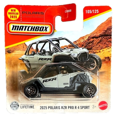 MATCHBOX 2025 POLARIS RZR PRO R4 SPORT GREY 105/125 BUGGY METAL (1:64) SHORT CARD