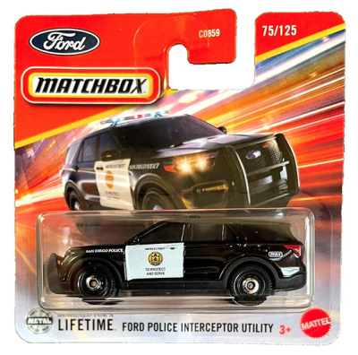 MATCHBOX FORD INTERCEPTOR UTILITY SAN DIEGO POLICE 75/125 (1:64) BLACK