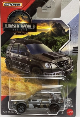 MATCHBOX JURASSIC WORLD REBIRTH 97 MERCEDES-BENZ ML 320 LONG CARD 2025 1:64