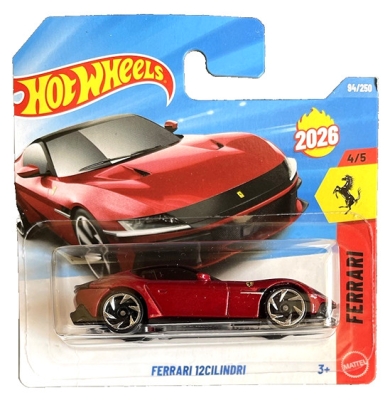 HOT WHEELS FERRARI 12CILINDRI METALIC RED 94/250 HW FERRARI 4/5 SHORT CARD 2026
