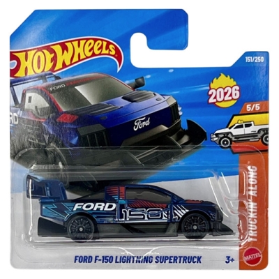 HOT WHEELS FORD F-150 LIGHTNING SUPERTRUCK DARK BLUE METALIC 151/250 HW TRUKIN ALONG 5/5 SHORT CARD 2026