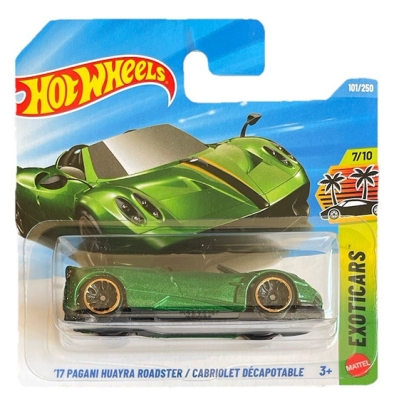 HOT WHEELS '17 PAGANI HUAYRA ROADSTER CABRIOLET DECAPOTABLE 101/250 HW EXOTICARS 7/10 SHORT CARD 2026